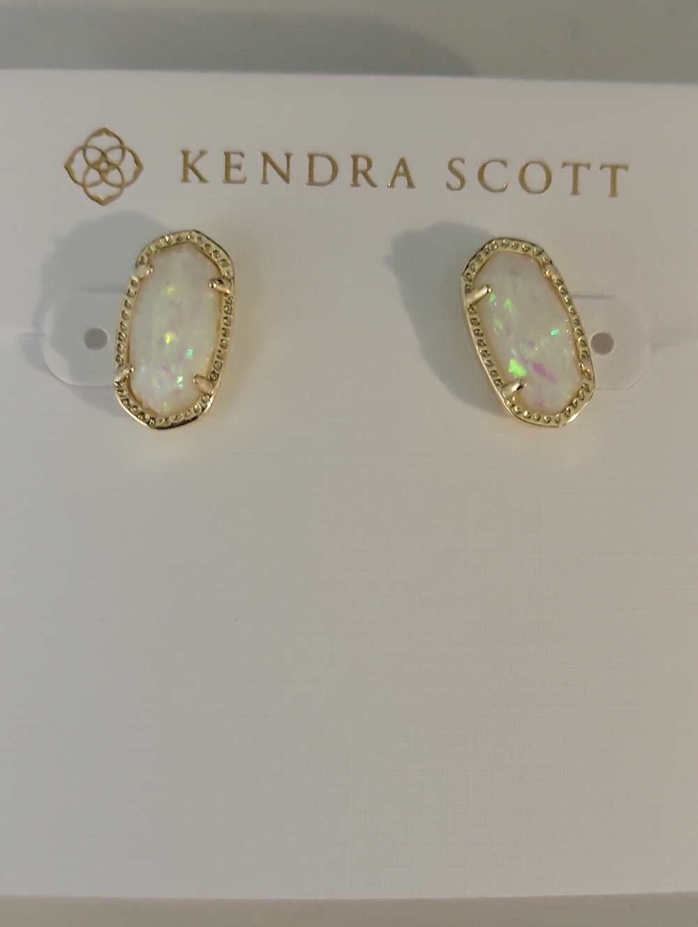 Kendra Scott White Opal Elyse Gold Stud Earrings
